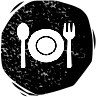Spoon pouring food onto plate