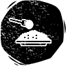 Spoon pouring food onto plate